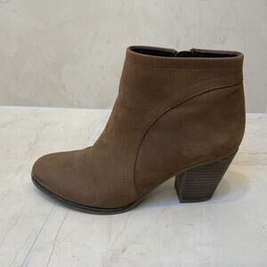 Franco Sarto 6 Brown Leather Ankle Boots Booties Block Heel 6M EUC